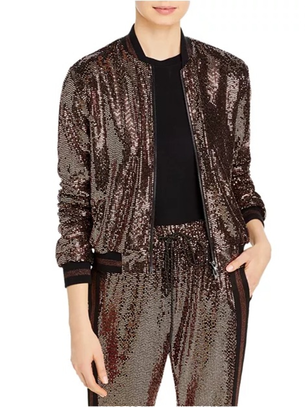 PAM & GELA Rose Mirror Ball Bomber Jacket